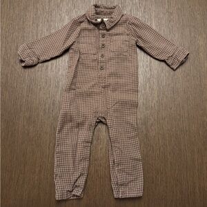 Bohdi Flannel Romper in Chestnut Plaid (6-12M)